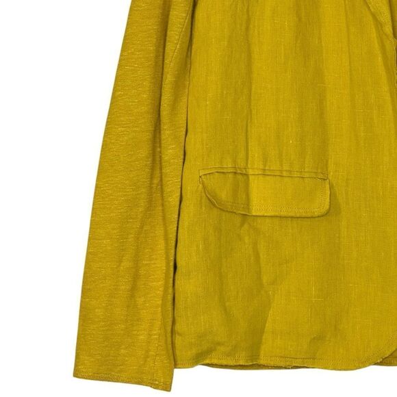 Majestic Filatures Yellow Linen Raw Hem Open Blazer | Size XS - Picture 5 of 9